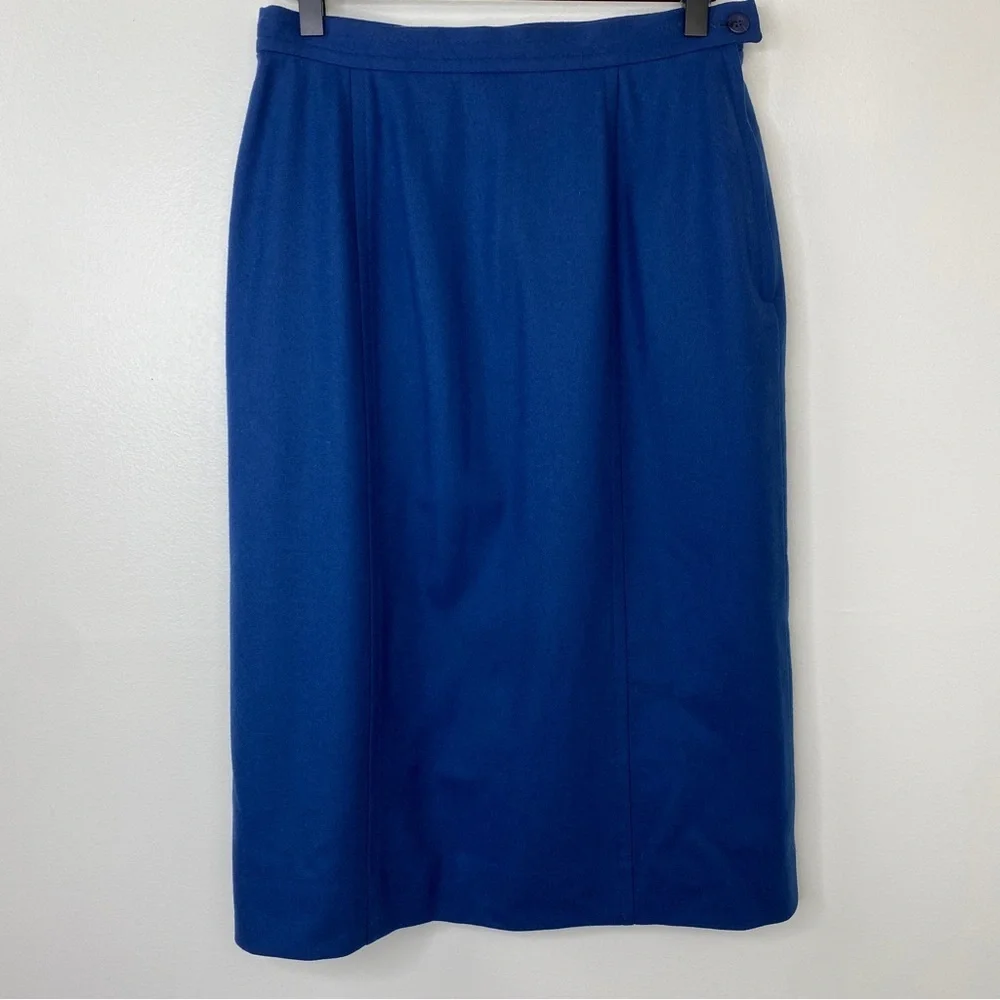 Pendleton Wool Skirt Blue Size 10 Knee Length Lined Classic Business Casual